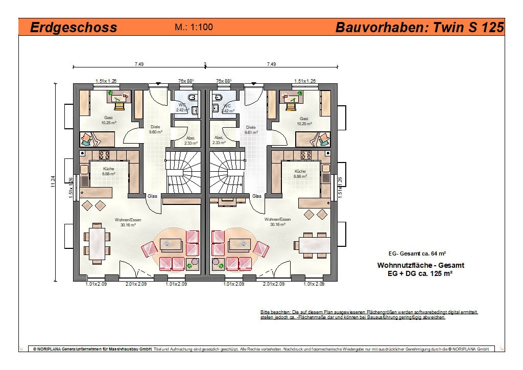 Doppelhaus twin s125 grundriss eg
