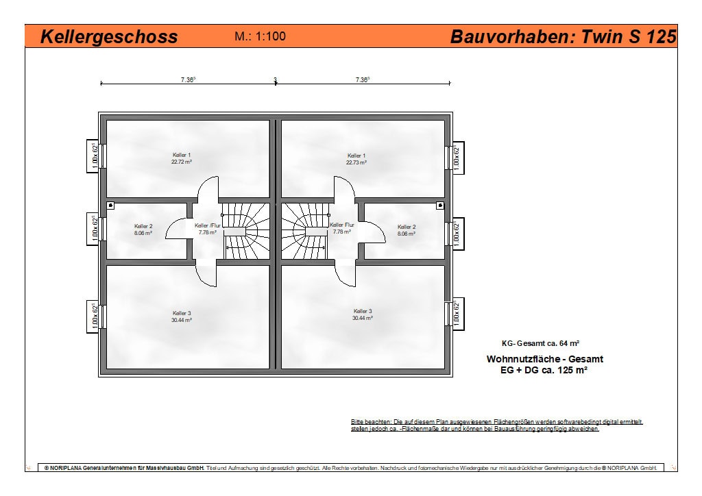 Doppelhaus twin s125 grundriss kg