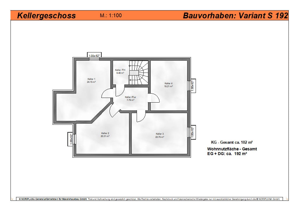 Mehrfamilienhaus variant s192 grundriss kg min