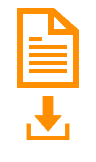 Diese Illustration zeigt ein orangefarbenes Download-Symbol mit einem Dokument-Icon darüber.